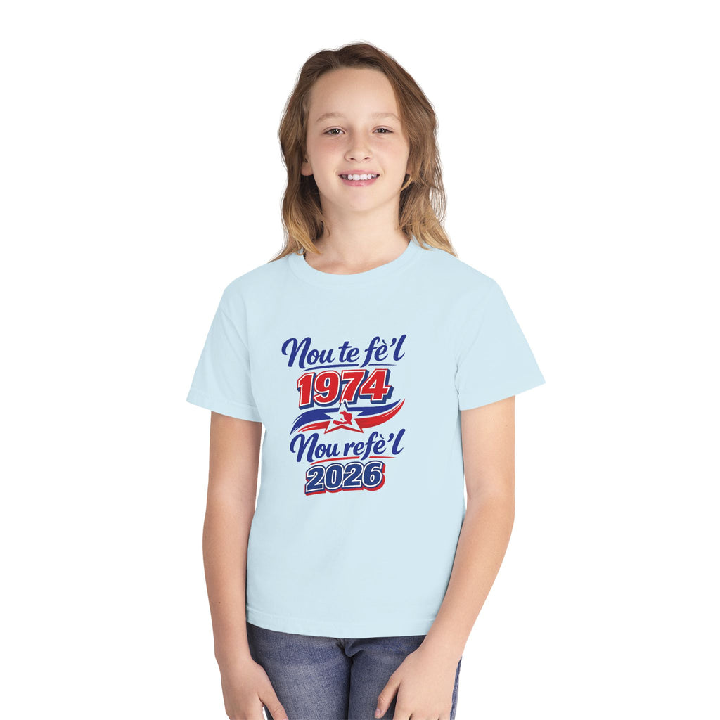 Youth Tee — Nou te fèt 1974 Nou refe'l 2026 Vintage Celebration Shirt