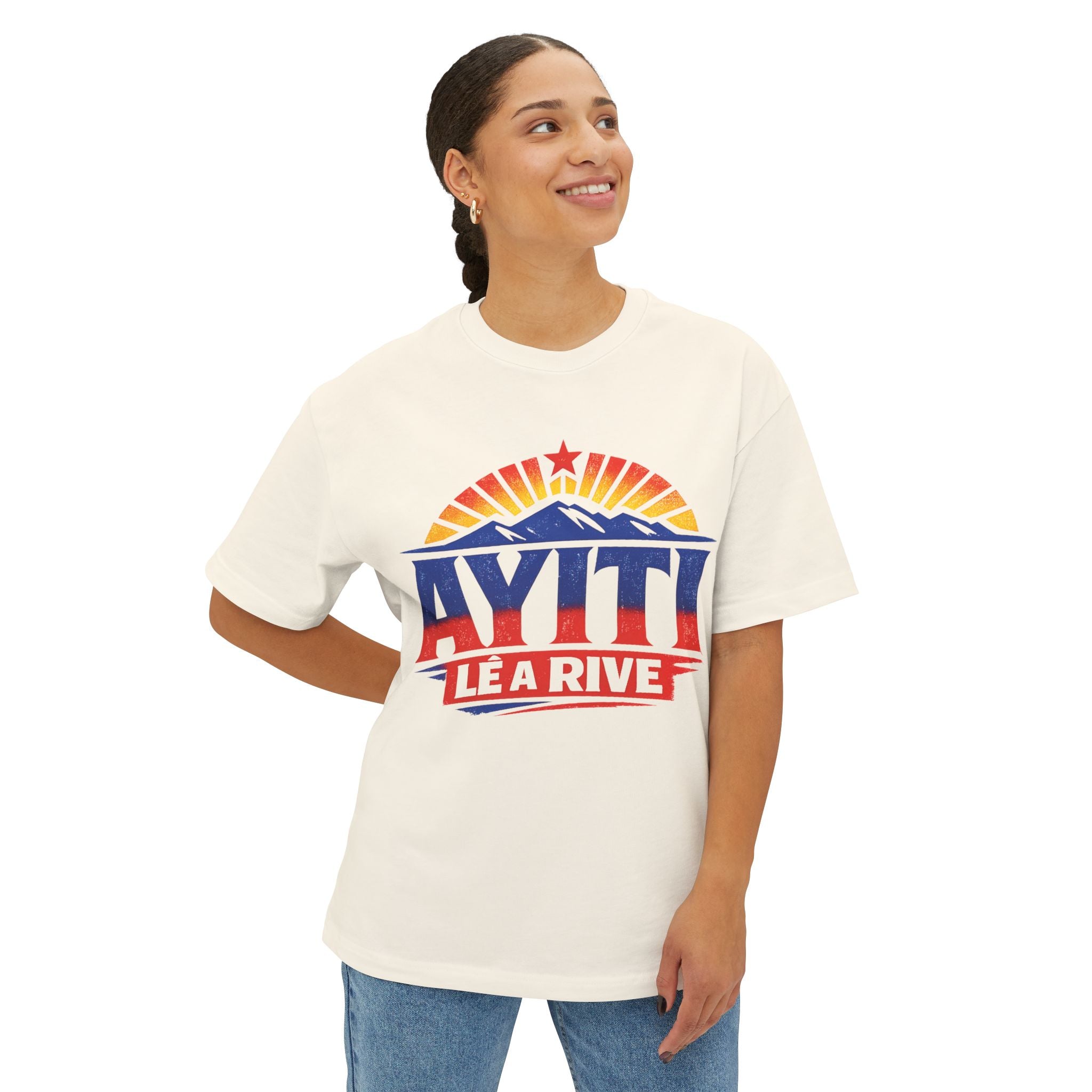 Boxy Tee Front and Back Printed — “Ayiti Lè A Rive”