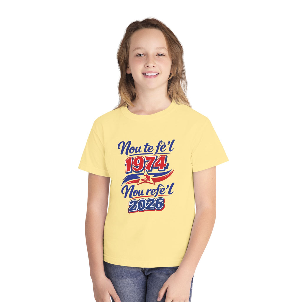 Youth Tee — Nou te fèt 1974 Nou refe'l 2026 Vintage Celebration Shirt