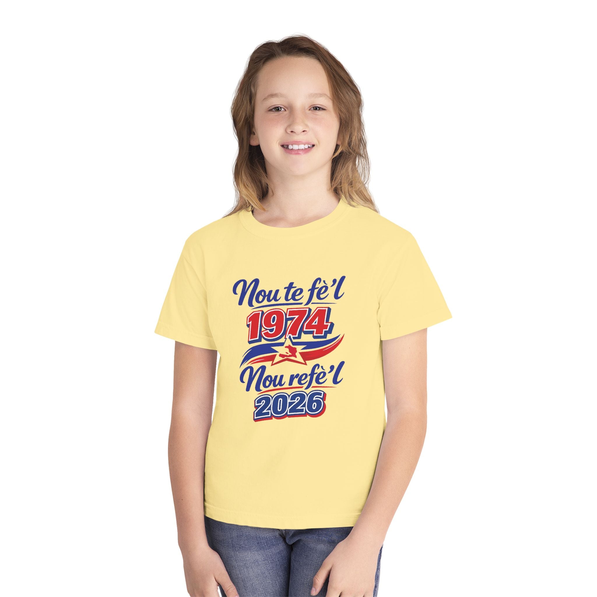 Youth Tee — Nou te fèt 1974 Nou refe'l 2026 Vintage Celebration Shirt