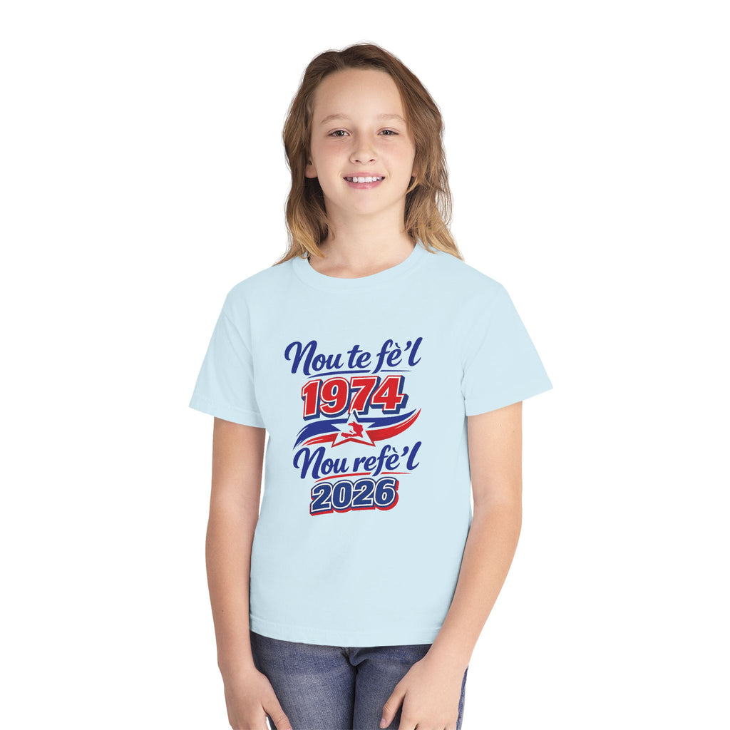 Youth Tee — Nou te fèt 1974 Nou refe'l 2026 Vintage Celebration Shirt