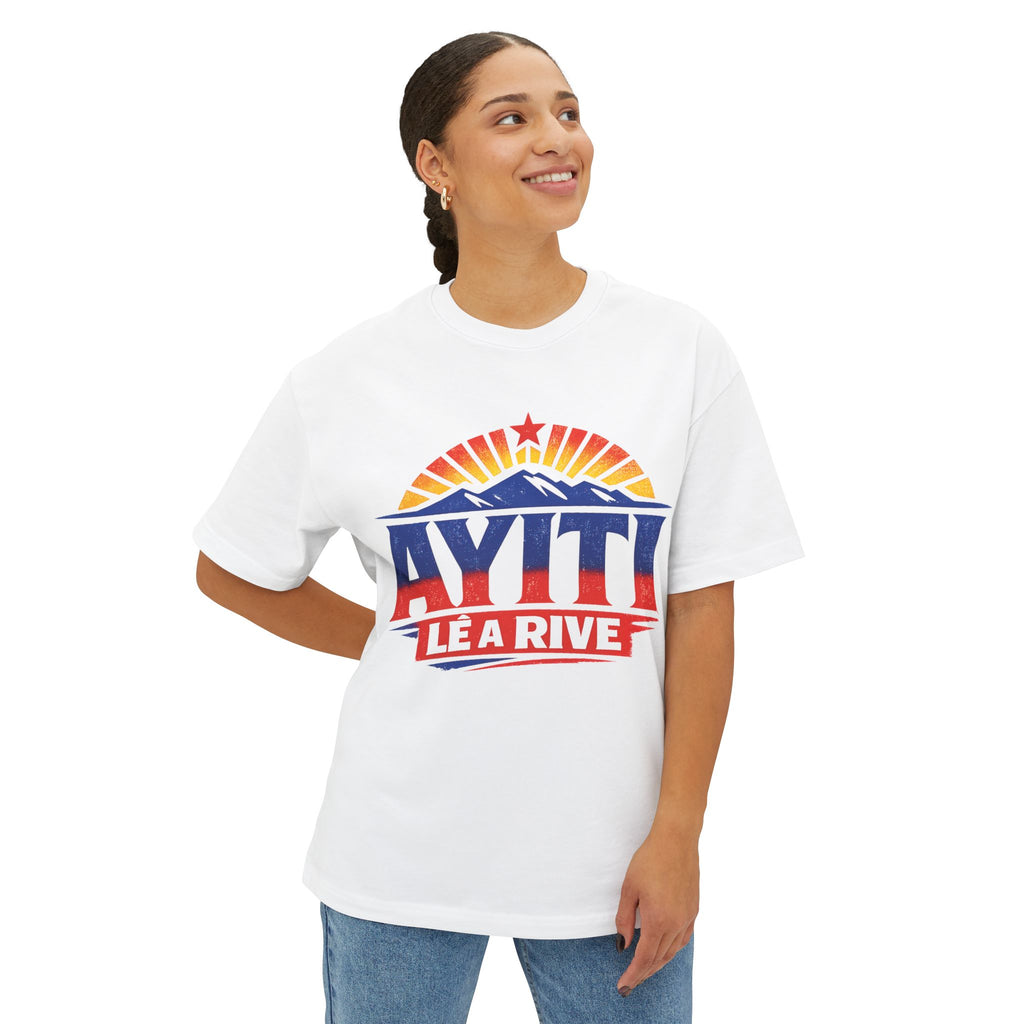 Boxy Tee Front and Back Printed — “Ayiti Lè A Rive”