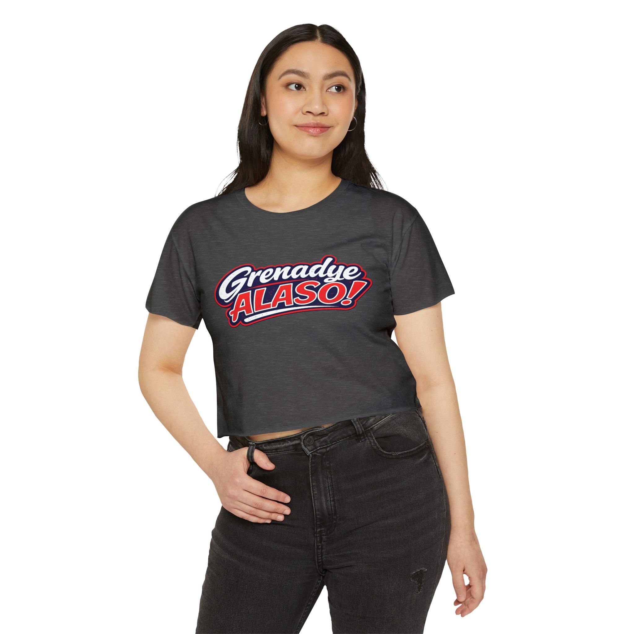 Grenadye Alaso! Crop Top — Retro Script Festival Tee