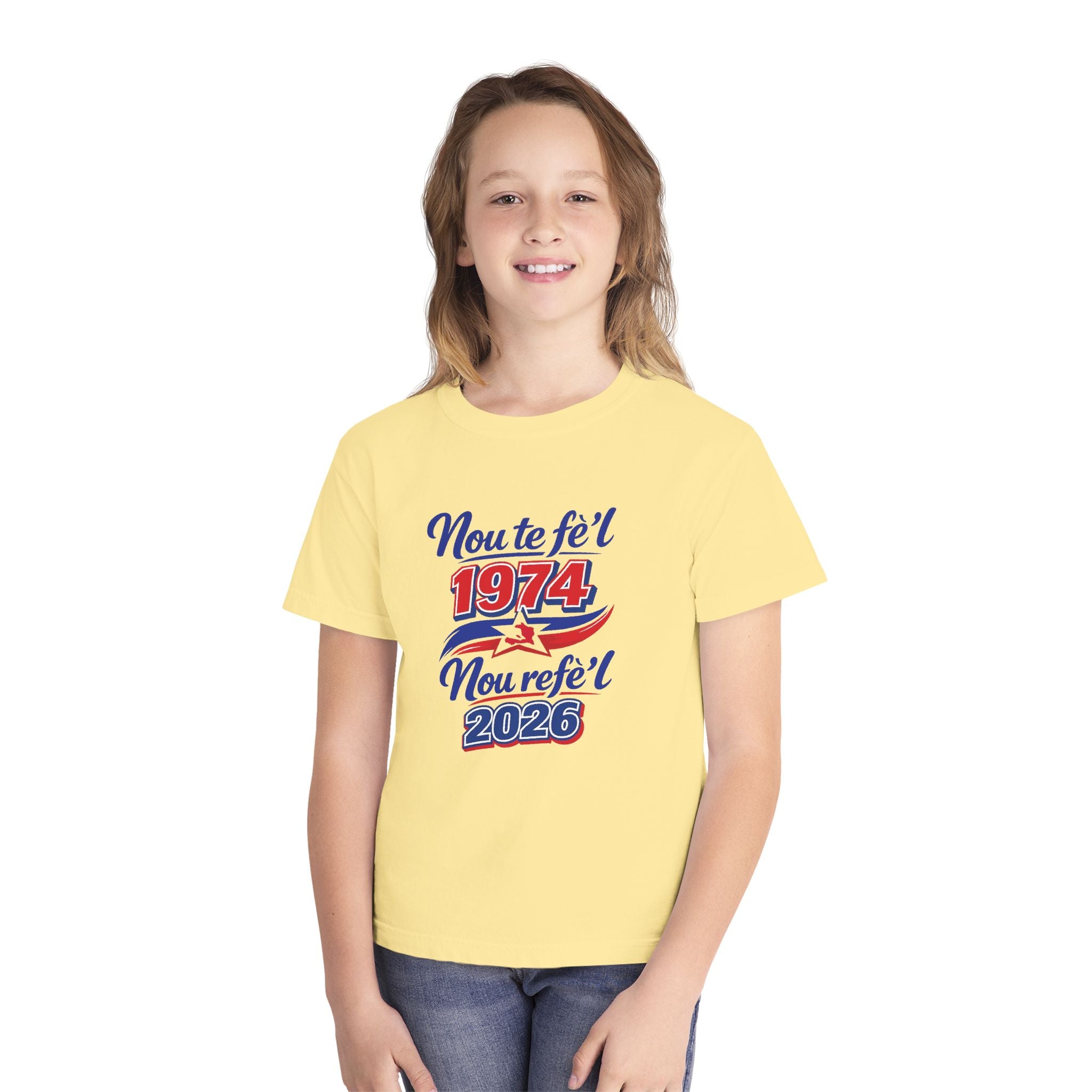 Youth Tee — Nou te fèt 1974 Nou refe'l 2026 Vintage Celebration Shirt