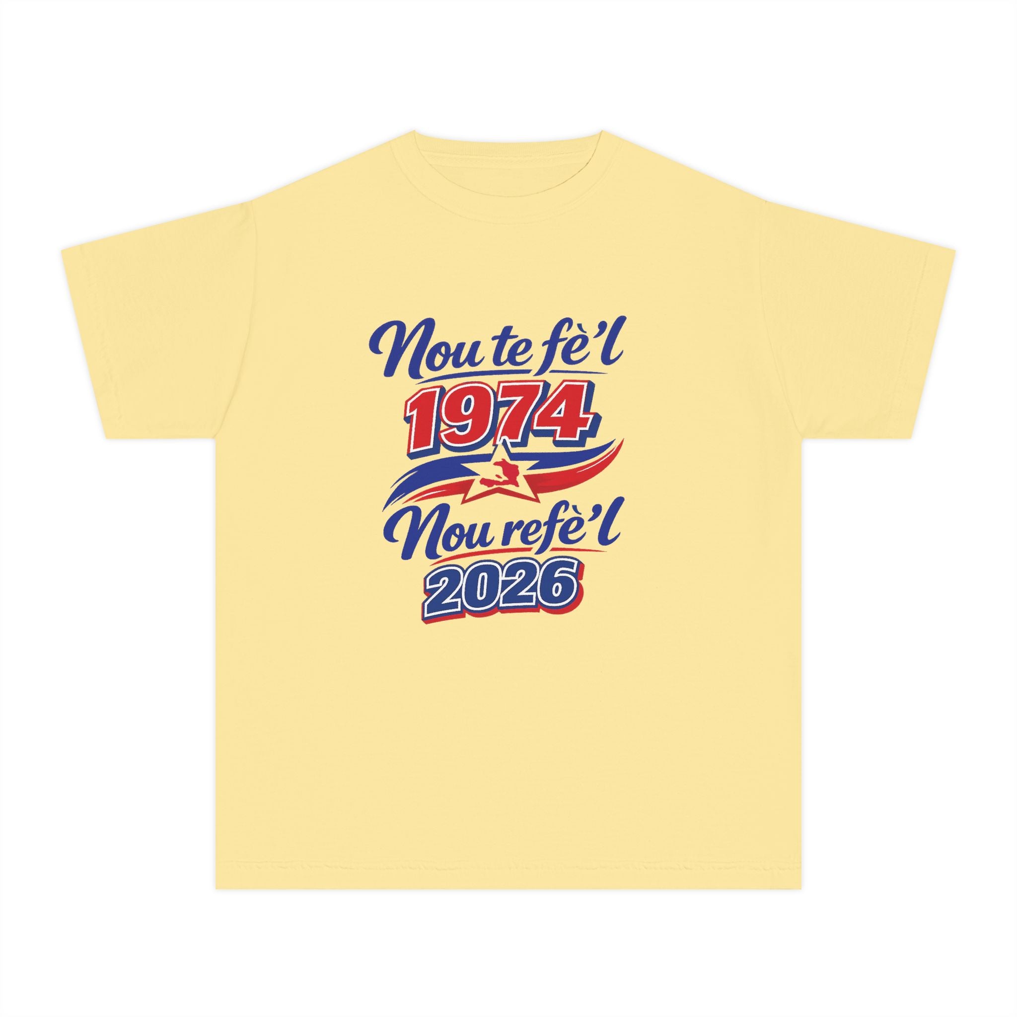 Youth Tee — Nou te fèt 1974 Nou refe'l 2026 Vintage Celebration Shirt