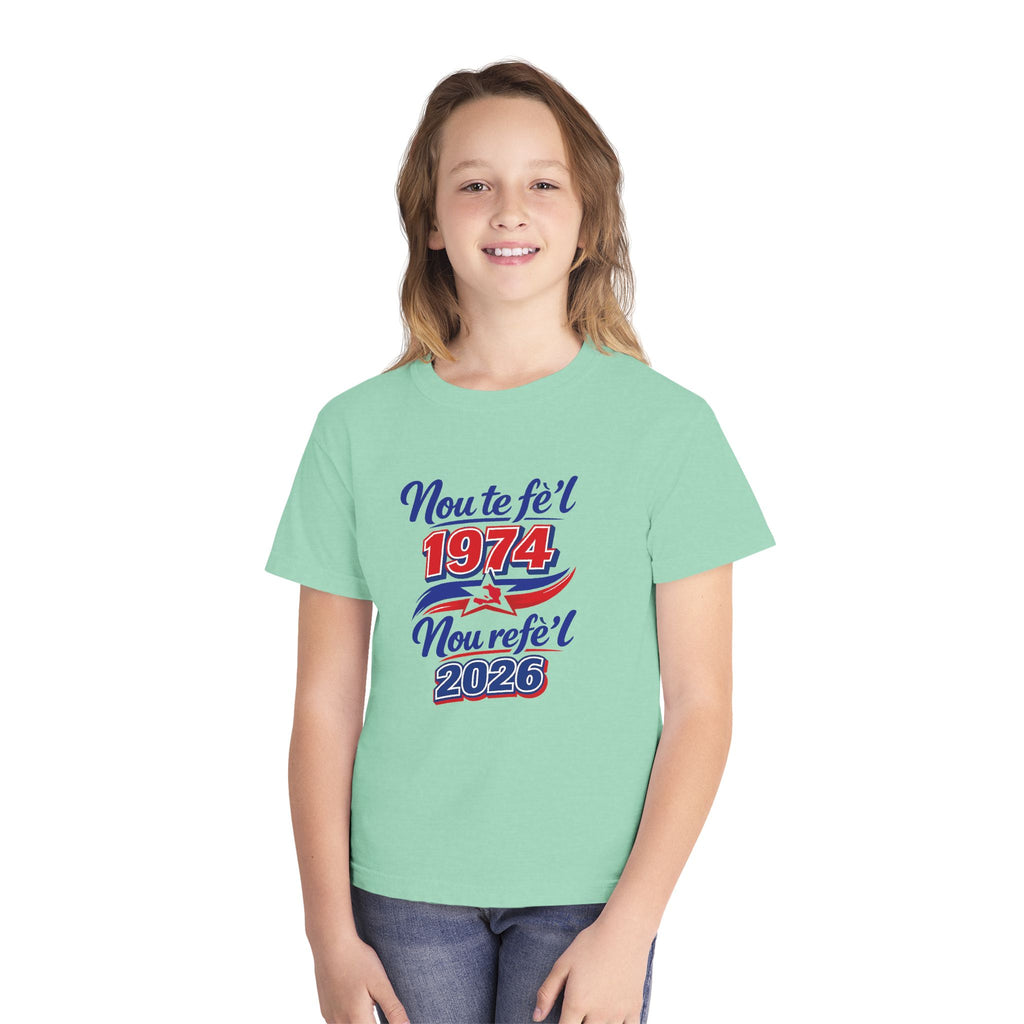 Youth Tee — Nou te fèt 1974 Nou refe'l 2026 Vintage Celebration Shirt