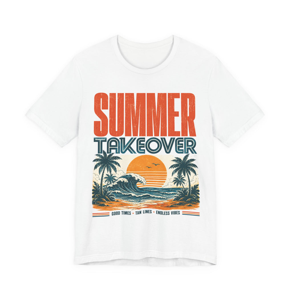 Summer Takeover Vintage Beach T-Shirt – Retro Surf Sunset Graphic Tee for Men & Women