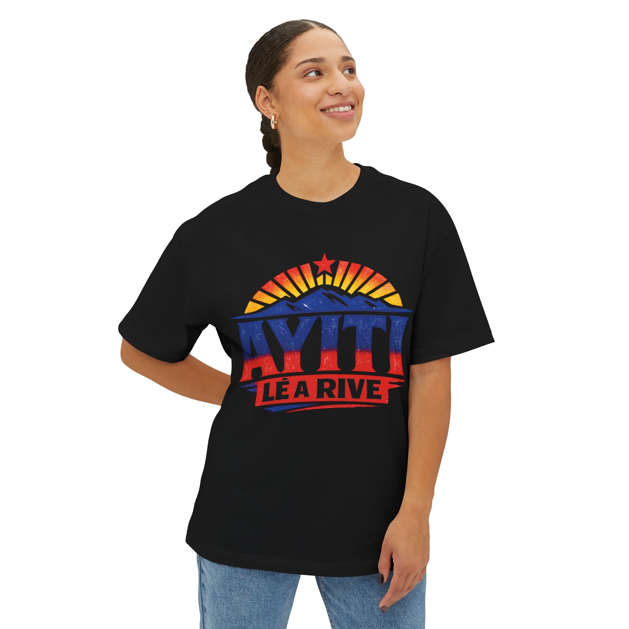Boxy Tee Front and Back Printed — “Ayiti Lè A Rive”