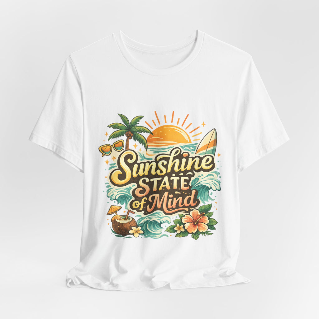 Sunshine State of Mind™ Tropical Beach Graphic T-Shirt | Summer Vacation Retro Surf Tee