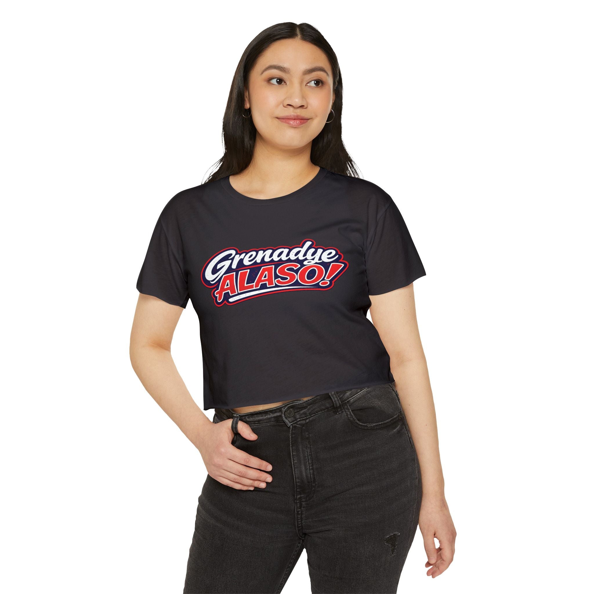 Grenadye Alaso! Crop Top — Retro Script Festival Tee