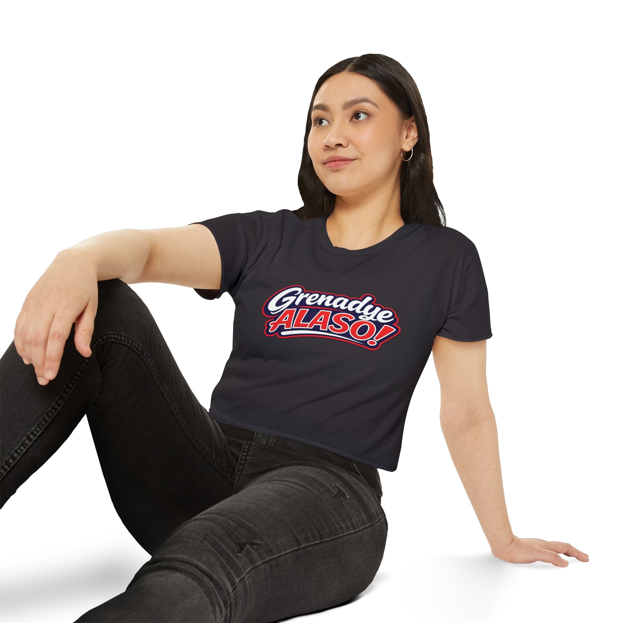 Grenadye Alaso! Crop Top — Retro Script Festival Tee