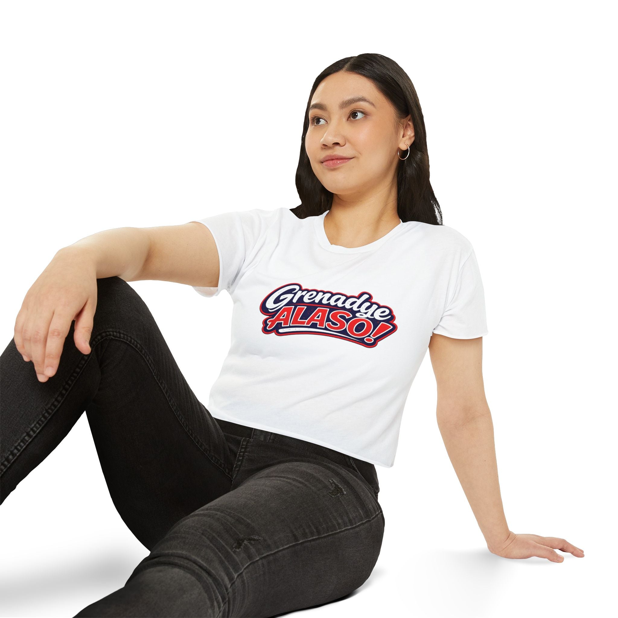 Grenadye Alaso! Crop Top — Retro Script Festival Tee