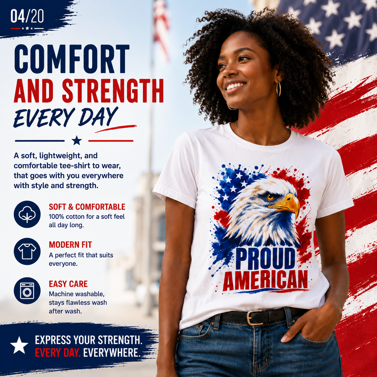Proud American  Patriotic T-Shirt