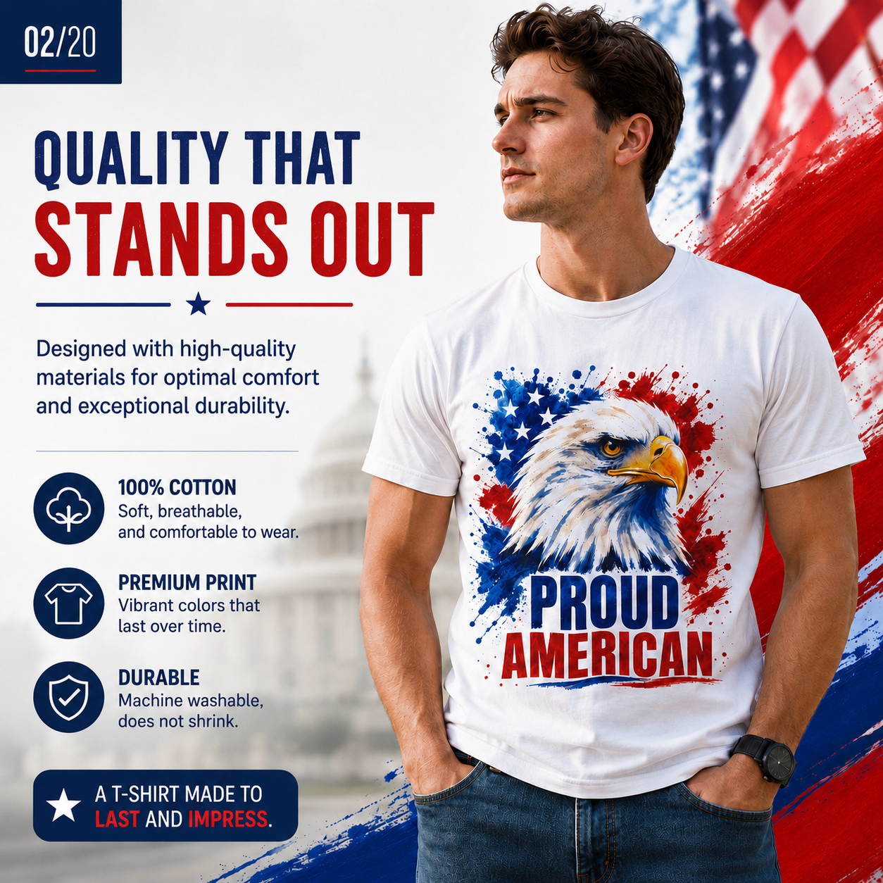 Proud American  Patriotic T-Shirt