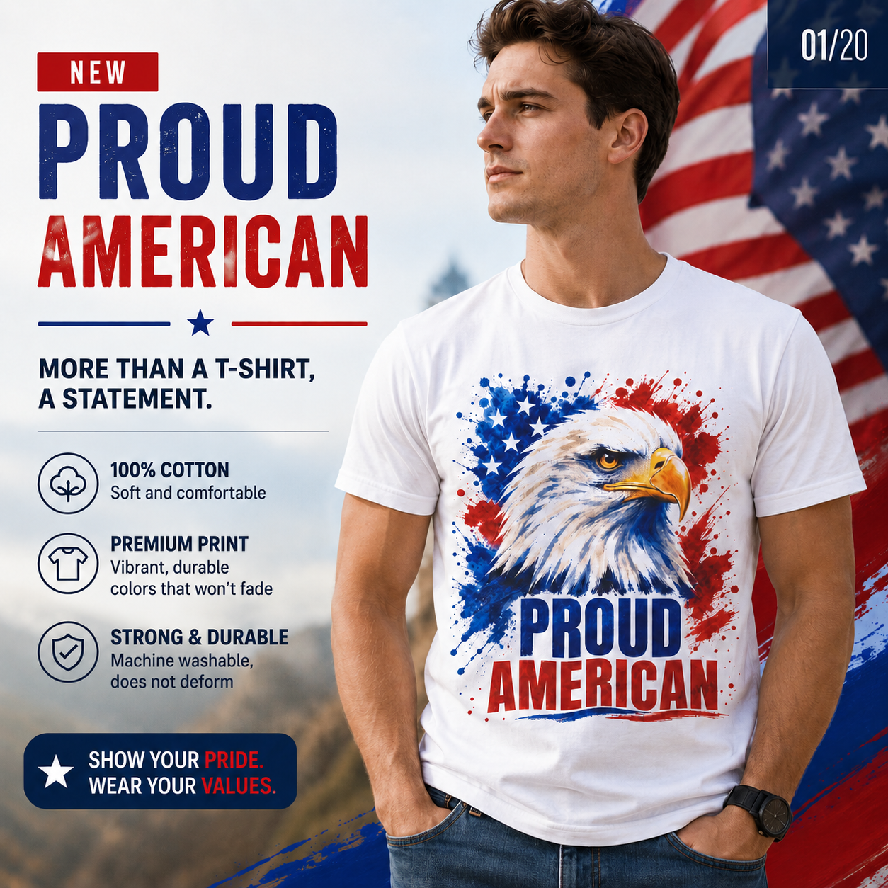 Proud American  Patriotic T-Shirt