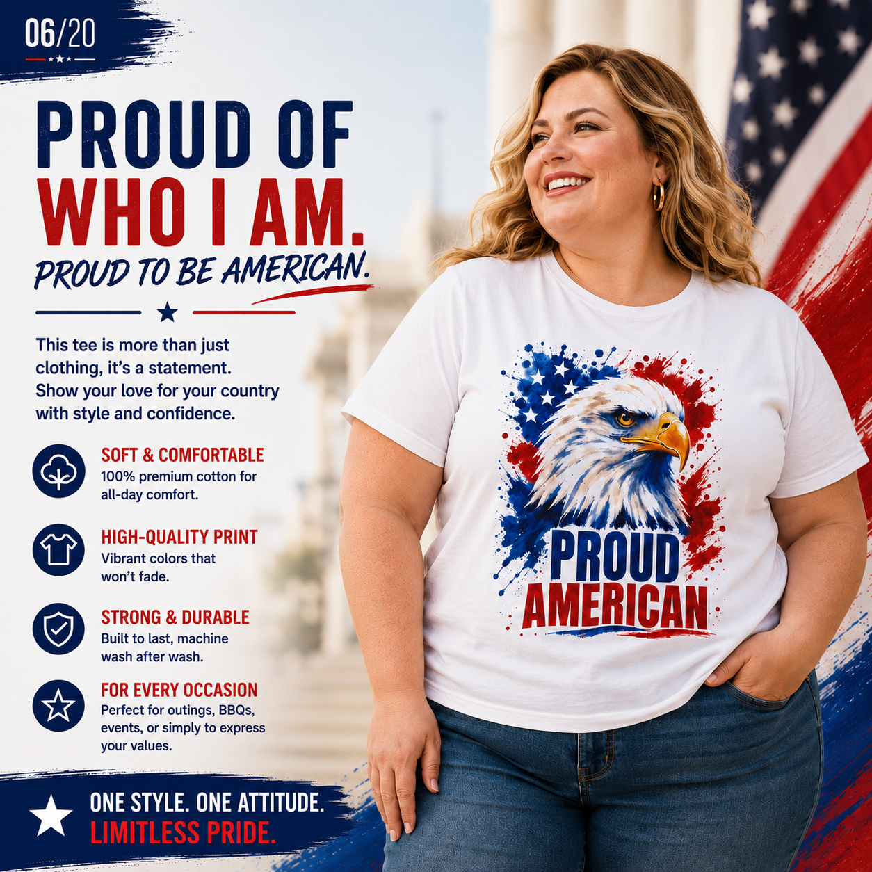 Proud American  Patriotic T-Shirt