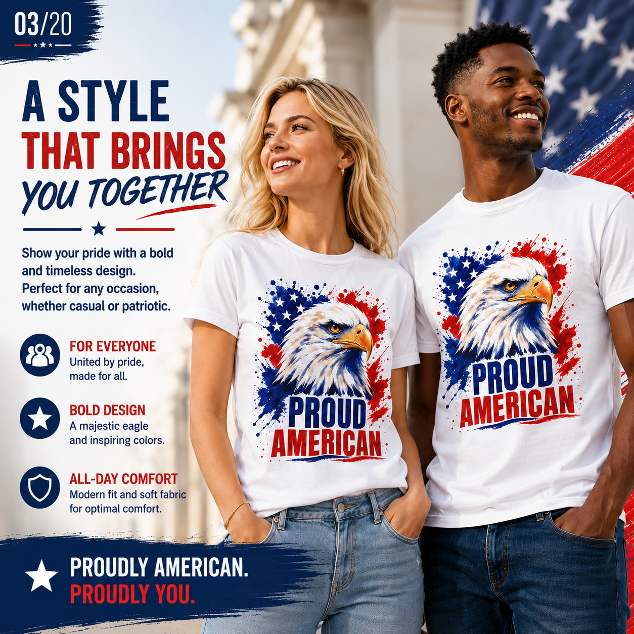 Proud American  Patriotic T-Shirt