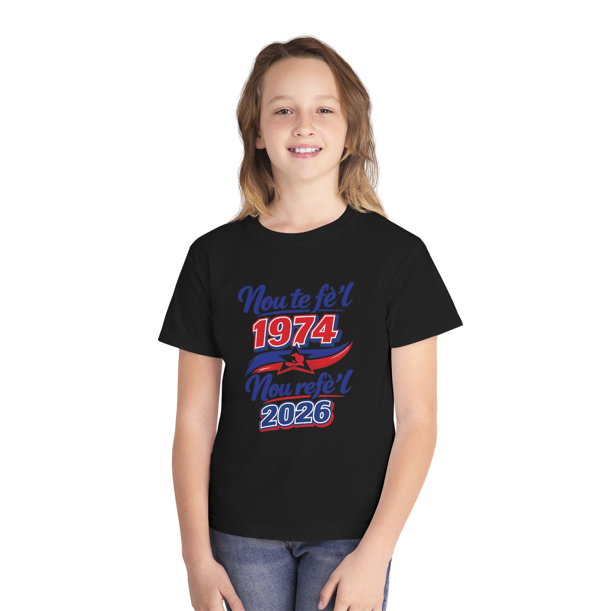 Youth Tee — Nou te fèt 1974 Nou refe'l 2026 Vintage Celebration Shirt