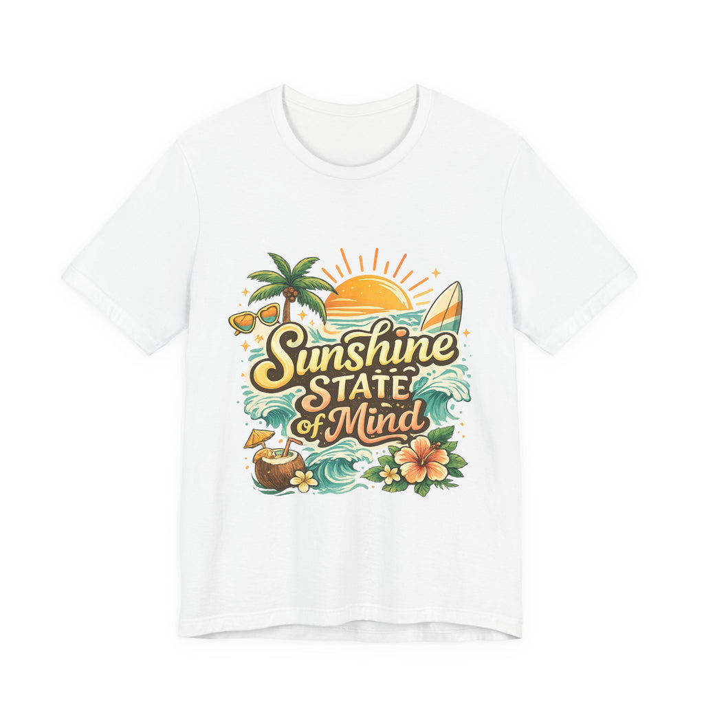 Sunshine State of Mind™ Tropical Beach Graphic T-Shirt | Summer Vacation Retro Surf Tee