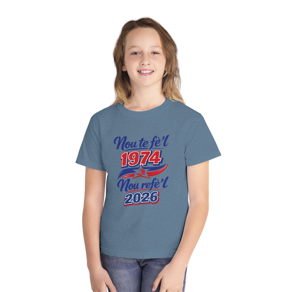 Youth Tee — Nou te fèt 1974 Nou refe'l 2026 Vintage Celebration Shirt