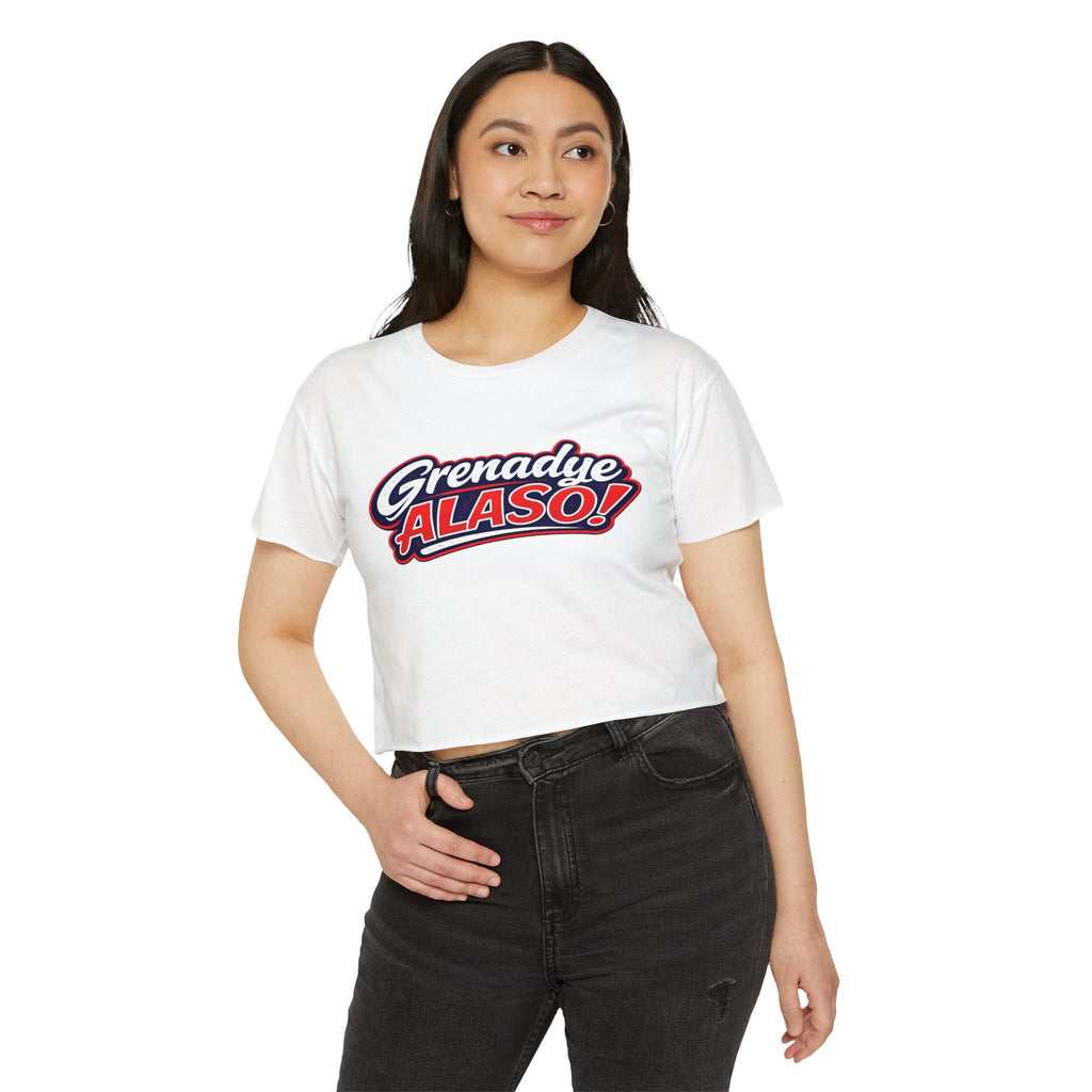 Grenadye Alaso! Crop Top — Retro Script Festival Tee