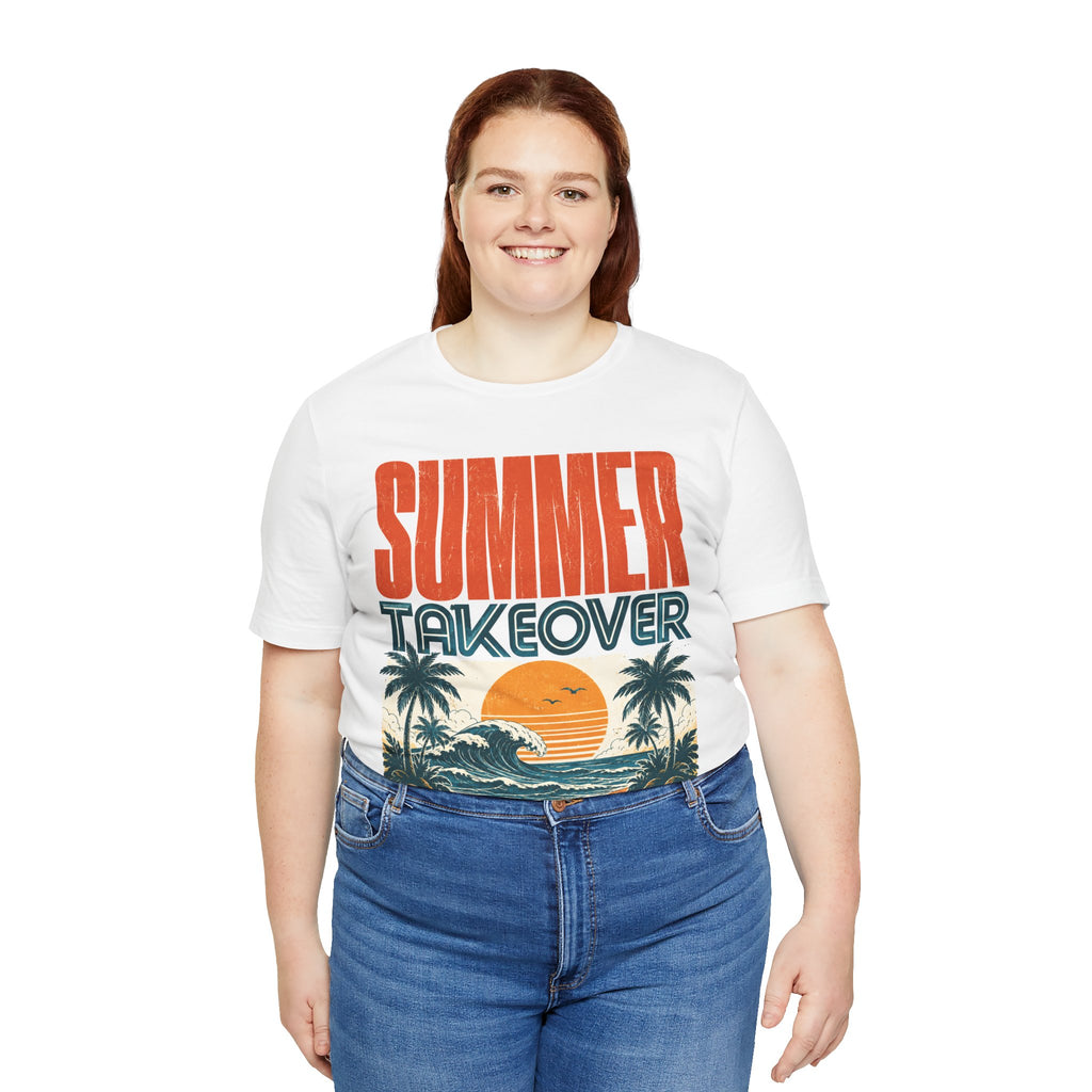 Summer Takeover Vintage Beach T-Shirt – Retro Surf Sunset Graphic Tee for Men & Women