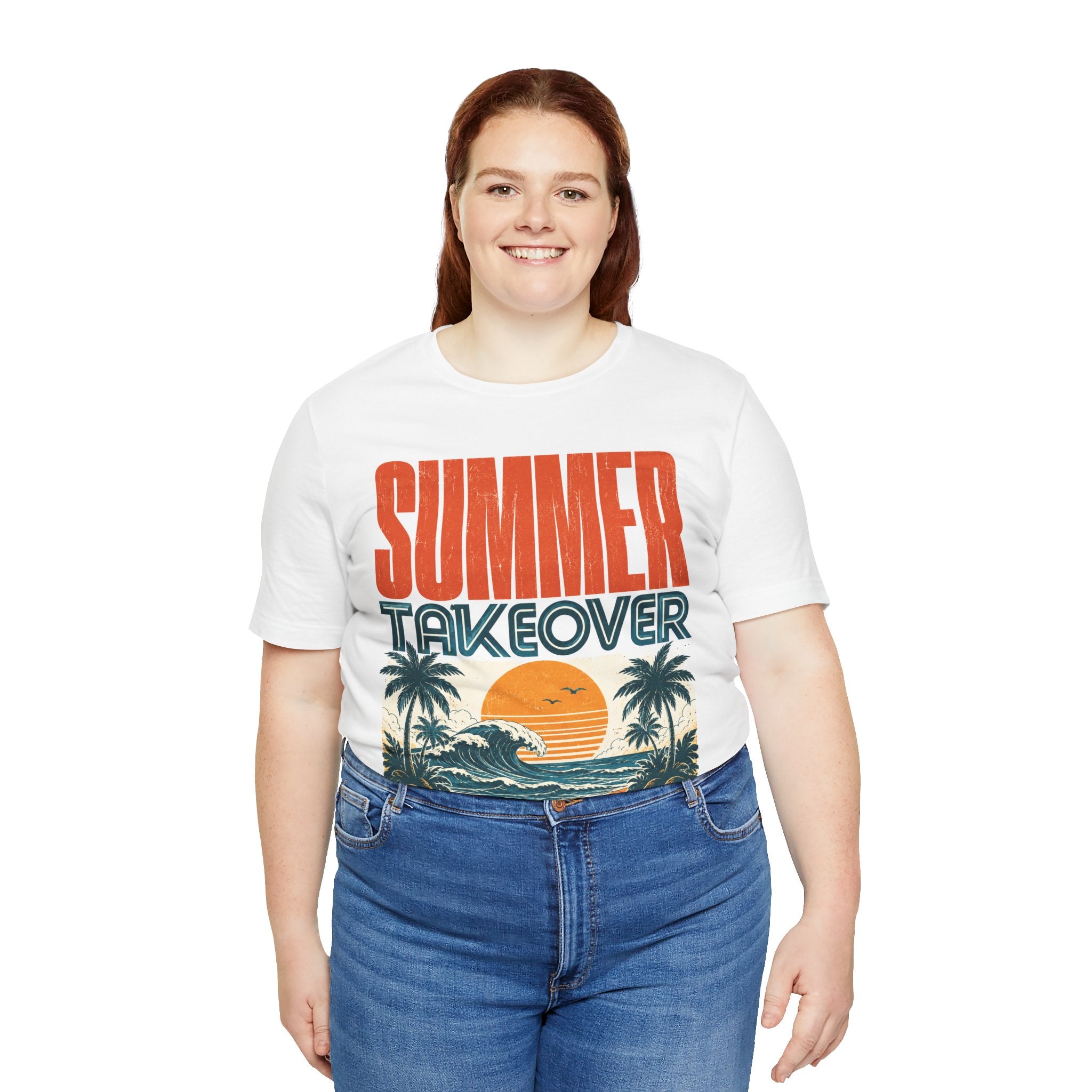 Summer Takeover Vintage Beach T-Shirt – Retro Surf Sunset Graphic Tee for Men & Women