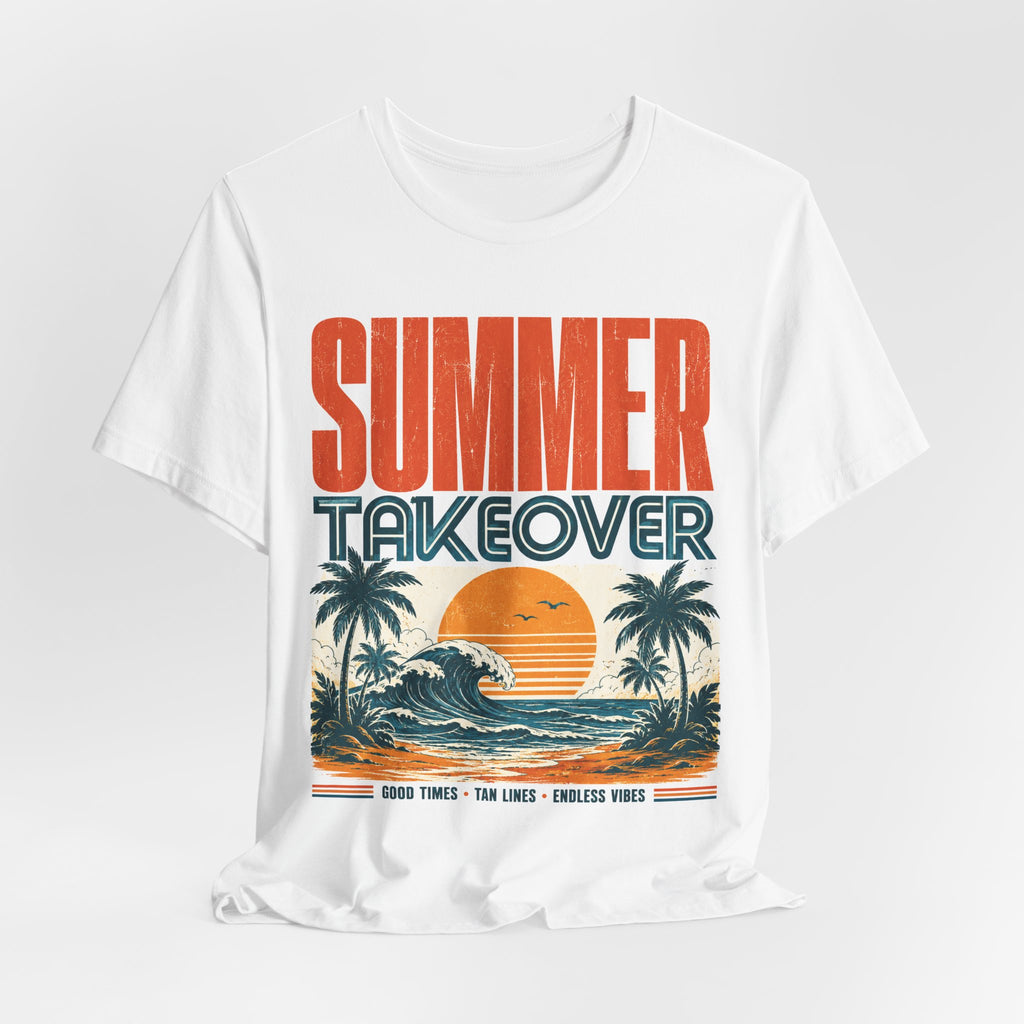 Summer Takeover Vintage Beach T-Shirt – Retro Surf Sunset Graphic Tee for Men & Women