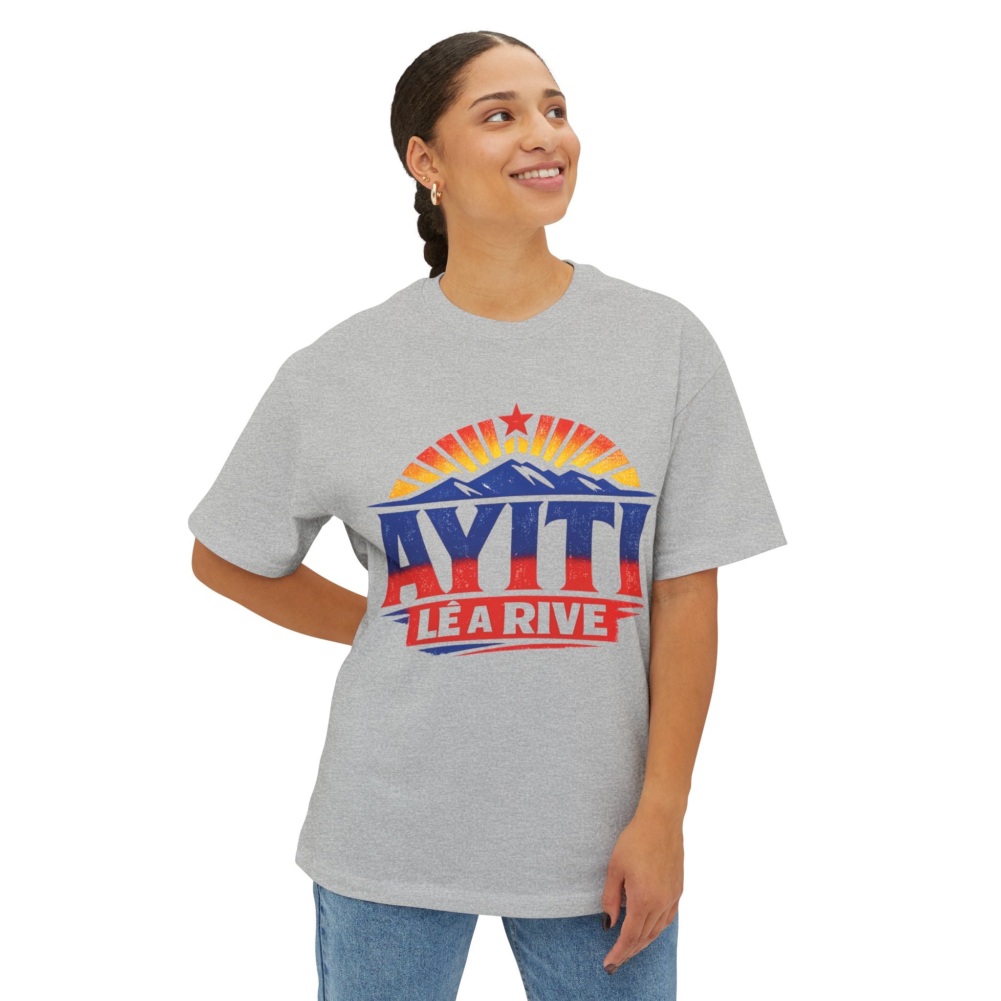 Boxy Tee Front and Back Printed — “Ayiti Lè A Rive”