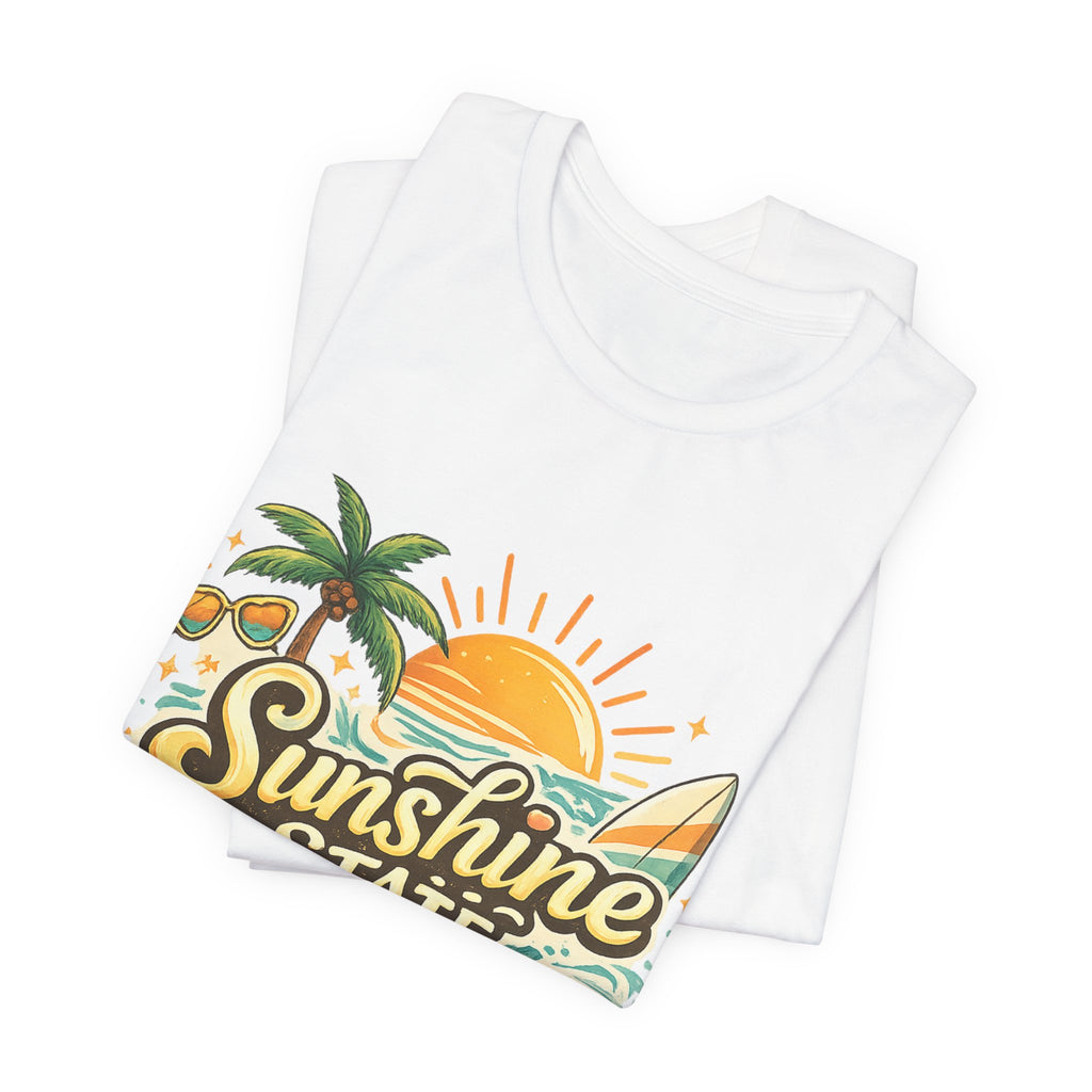 Sunshine State of Mind™ Tropical Beach Graphic T-Shirt | Summer Vacation Retro Surf Tee