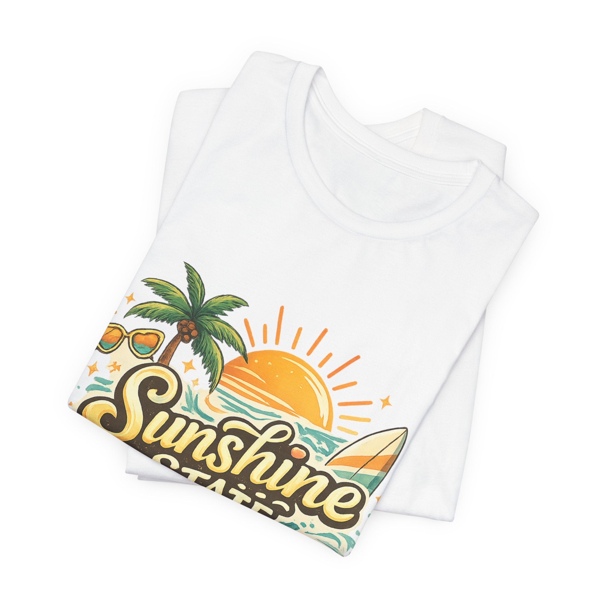 Sunshine State of Mind™ Tropical Beach Graphic T-Shirt | Summer Vacation Retro Surf Tee