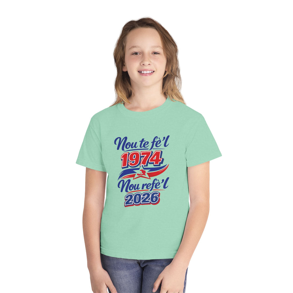 Youth Tee — Nou te fèt 1974 Nou refe'l 2026 Vintage Celebration Shirt