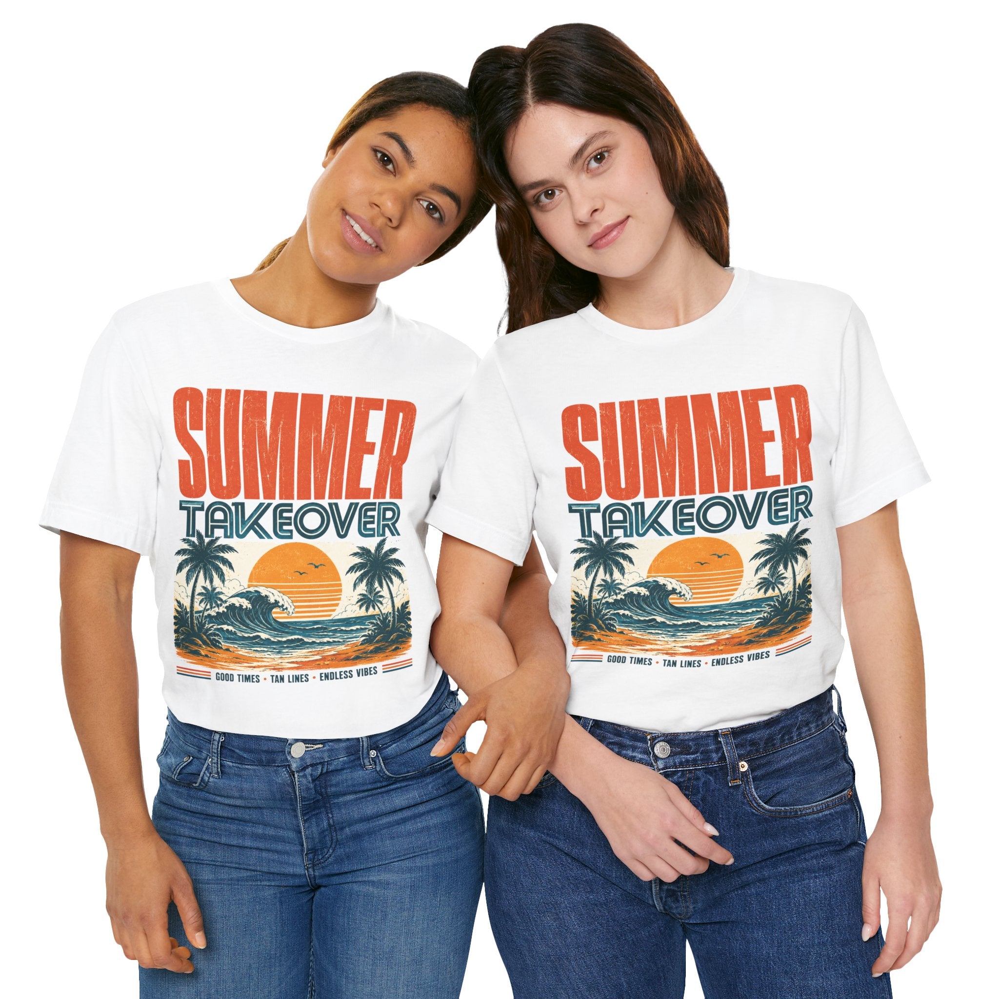 Summer Takeover Vintage Beach T-Shirt – Retro Surf Sunset Graphic Tee for Men & Women